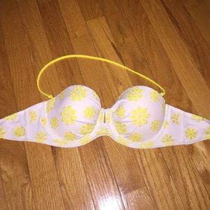 White & yellow flowered bikini top
