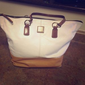 Dooney & Bourke white & beige tote bag