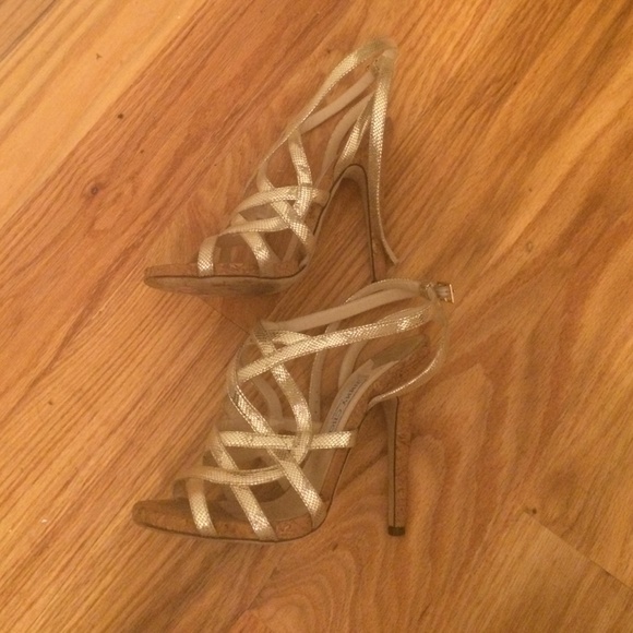 Gold Jimmy Choo Heels Size 37.5 - Picture 2 of 4