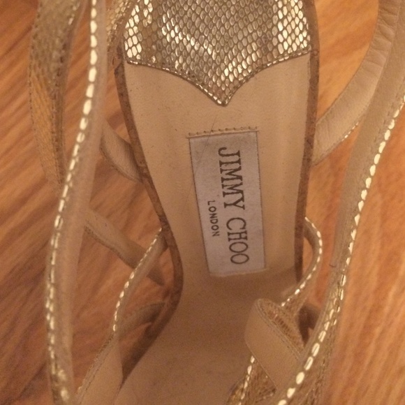 Gold Jimmy Choo Heels Size 37.5 - Picture 3 of 4