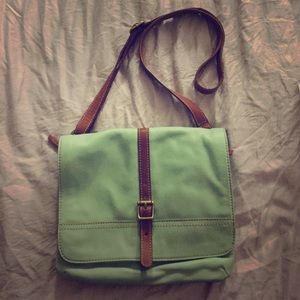 Authentic Fossil women's messenger in mint.