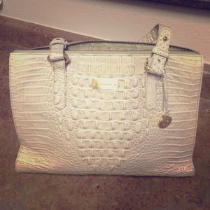 Brahmin pearly white croco leather tote