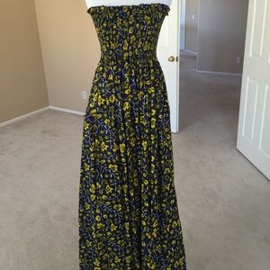 Navy and Yellow Printed African Maxi