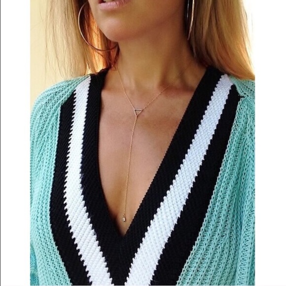 Jewelry - Long Dangle Strand Rhinestone Solitaire Necklace