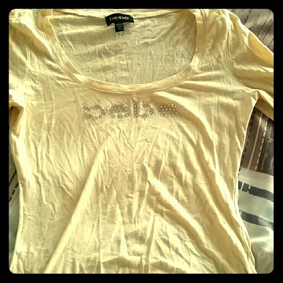 Bebe yellow boat neck top