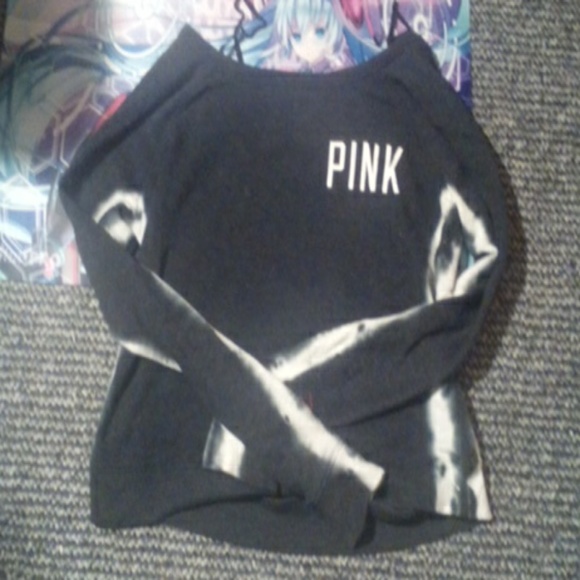 Pink gray and white long sleeve shirt