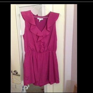 BCBG fuchsia romper with ruffles