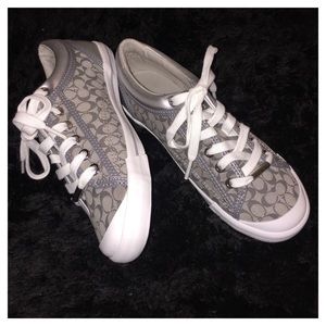 💯Authentic "COACH" Ivory-Silver Tennis Shoes
