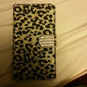 Glitter Leopard print wallet case