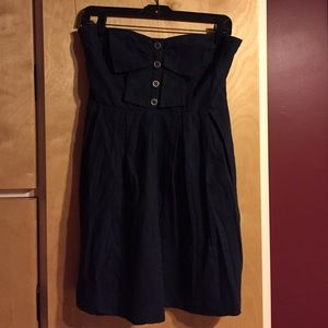 Strapless linen navy blue summer dress 😎