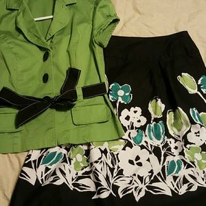 Green suit jacket with skirt