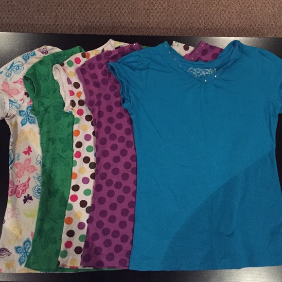 GIRLS SIZE 7/8 Short Sleeves Shirts (Bundle of 5)