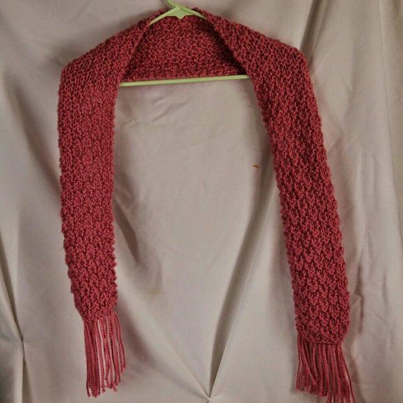 Pink hand-knitted scarf