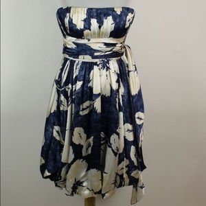 BCBG Max Azria silk satin strapless bubble dress