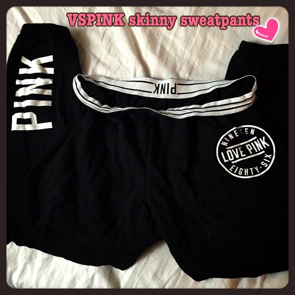 🚫SOLD 🚫 VS PINK SKINNY BLACK SWEATPANTS
