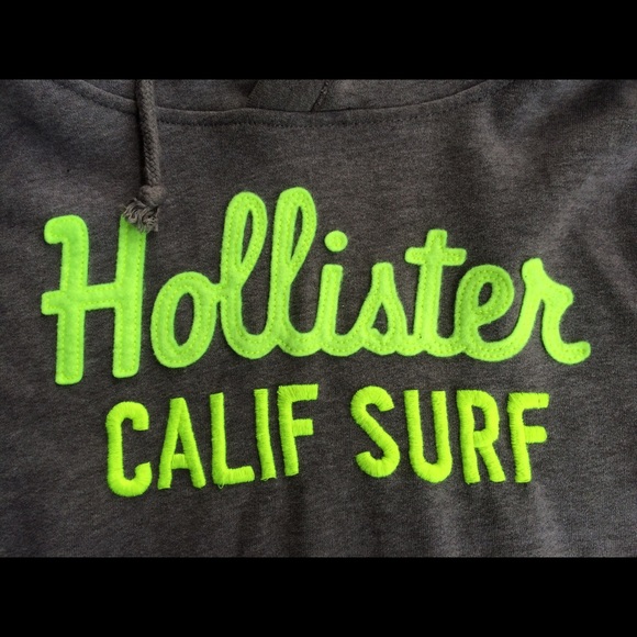 Men's Hollister Grey & Green Hoodie - Picture 2 of 4