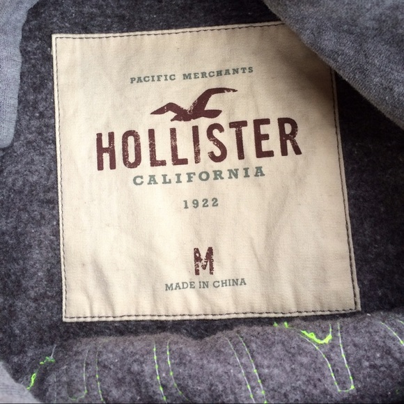 Men's Hollister Grey & Green Hoodie - Picture 3 of 4