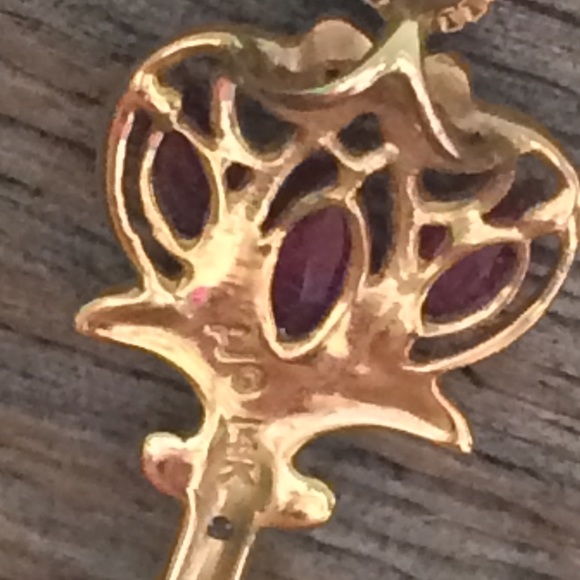 14Kt Ruby and diamond key necklace - Picture 4 of 4