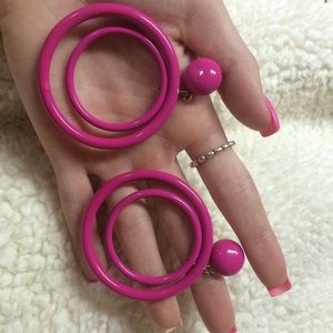 Pink Plastic hoop earrings