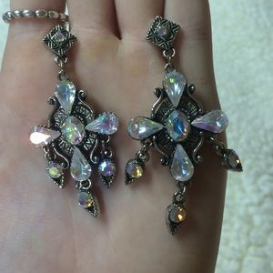 Rhinestone decorated hanging earrings