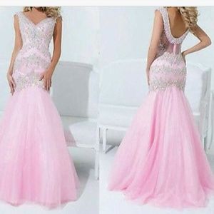 New Pink custom made Pageant /formal gown size 16