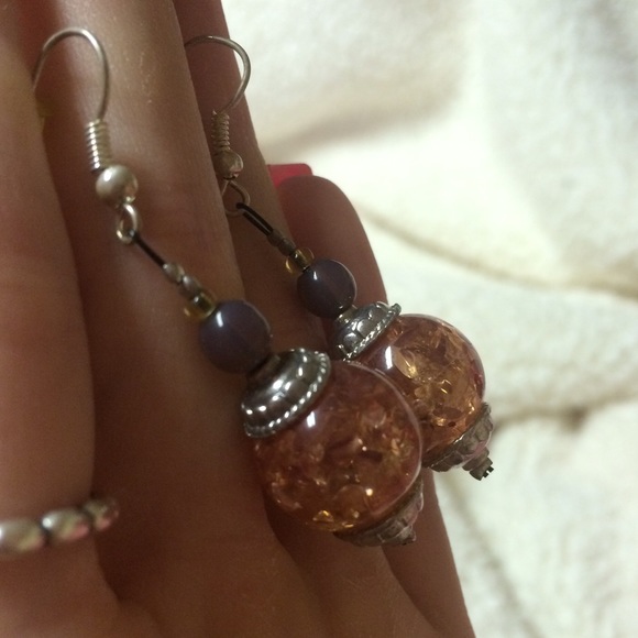 Marbled jewel earrings - Picture 2 of 2