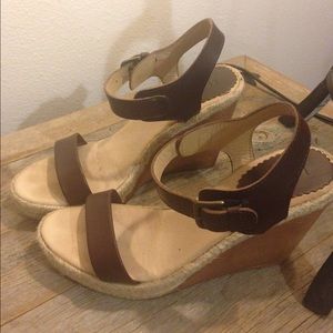 J. Crew Brown Leather Wedges