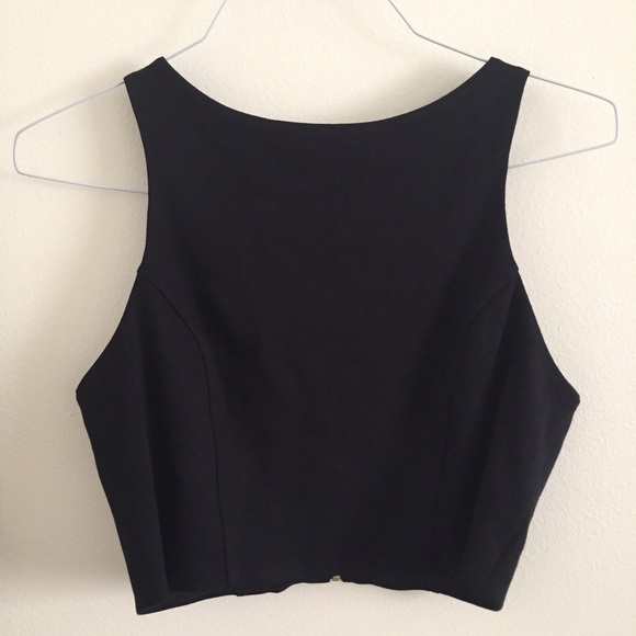 Black high neck crop top in Medium