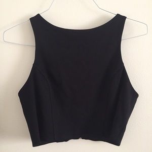 Black high neck crop top in Medium