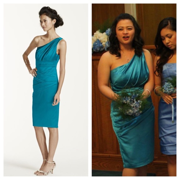 David's Bridal Dresses & Skirts - David's Bridal One Shoulder Stretch Satin Dress