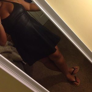 Black faux leather dress