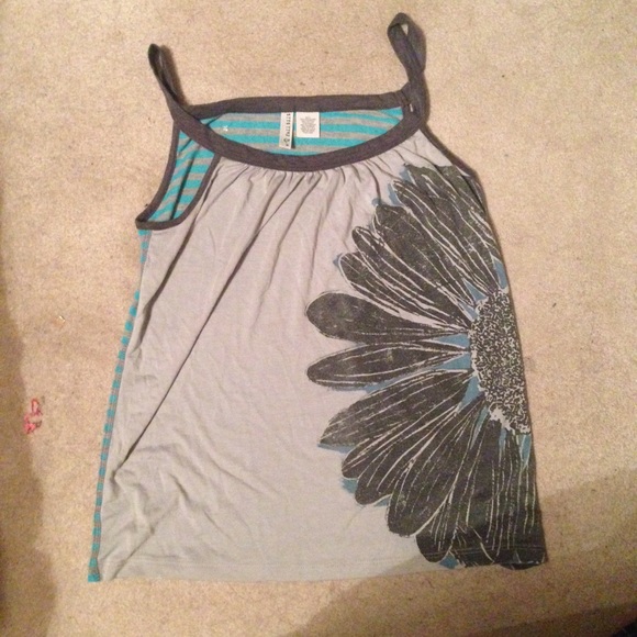 Teal & Grey Flower Tank