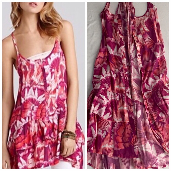 FREE PEOPLE Strappy Ruffled Tunic Top Vest Dress