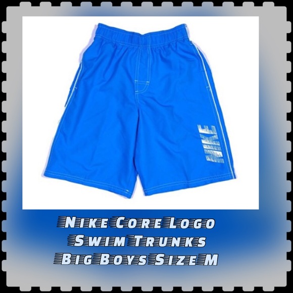 Nike Core Logo Swim Trunks Big Boys Size Med blue.