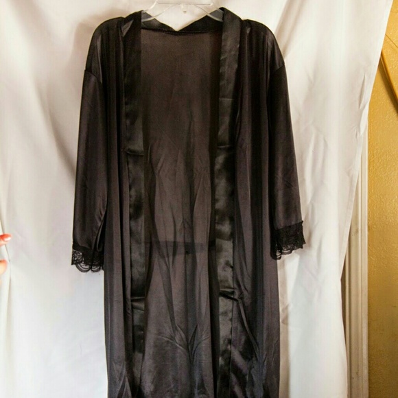 Black satin robe