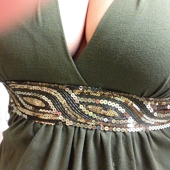 green sequined dress shirt - Picture 2 of 2