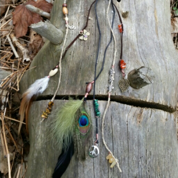 Hippie feather and gemstone headband - Picture 1 of 4