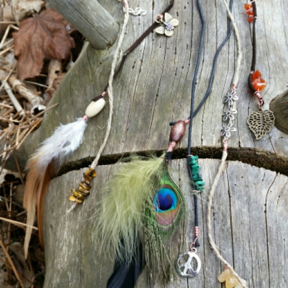 Hippie feather and gemstone headband - Picture 2 of 4