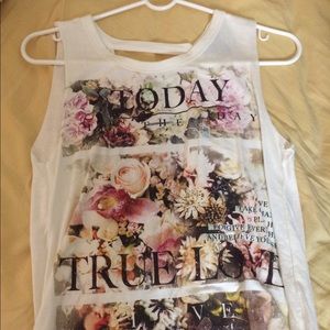 Open Back Drape Floral Tank M