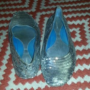 Silver sequin flats