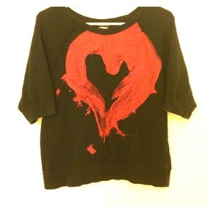 Black loose fitting top with red heart