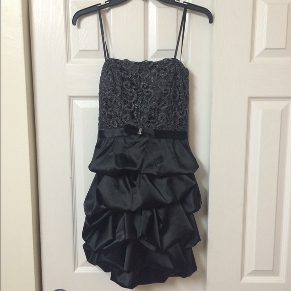Black/Silver Silky Laced Dress
