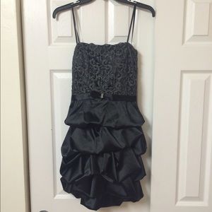 Black/Silver Silky Laced Dress