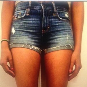high rise denim shorts