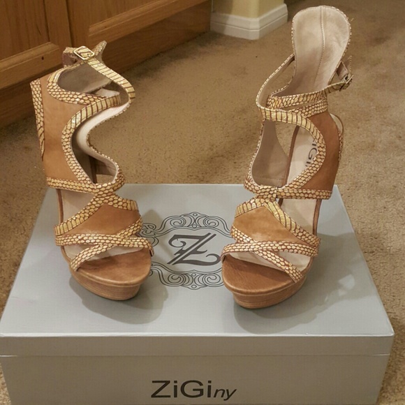 Ziginy tan sexy heels