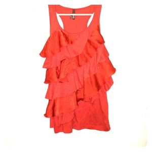 Pink ruffled tank top