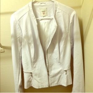 Guess white leather jacket size M