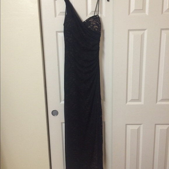 Black Lacey Mesh One Shoulder Dress