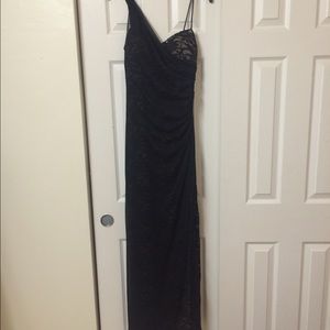 Black Lacey Mesh One Shoulder Dress