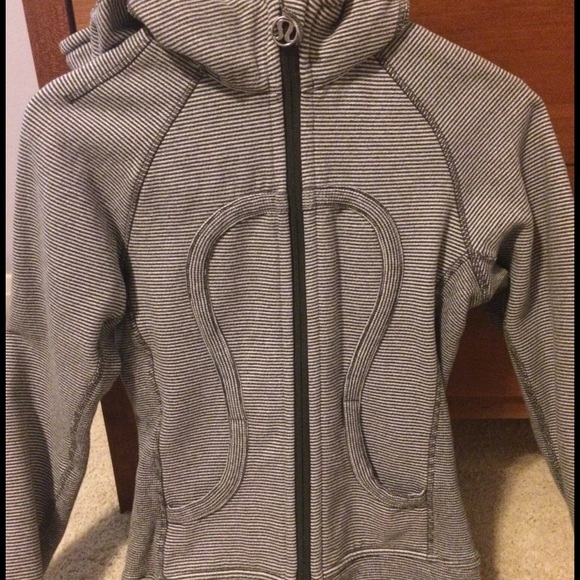 striped brown and white lululemon hoodie.